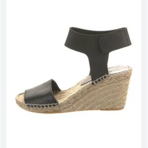 Vince black leather Sophie wedges, size 9